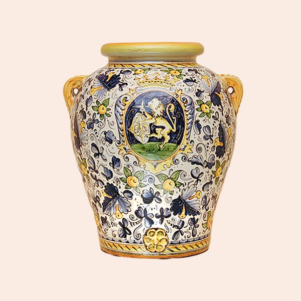 CB108B 48L - Jar cm 48 H Cafaggiolo blu with lion